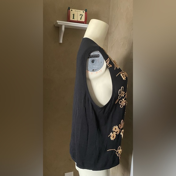 Michael Simion womens tank top silk cotton sequins, beads, XL - Picture 8 of 16